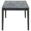 Abi 63 Inch Dining Table, Beveled Top, Faux Marble Finish, Charcoal By Casagear Home