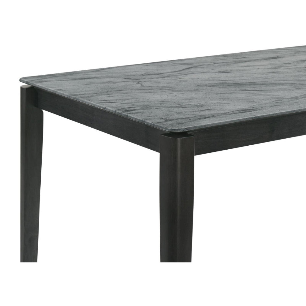 Abi 63 Inch Dining Table, Beveled Top, Faux Marble Finish, Charcoal By Casagear Home