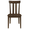 Riza 23 Inch Dining Chair, Set of 2, Wire Brushed, Slatted Back, Rich Brown By Casagear Home