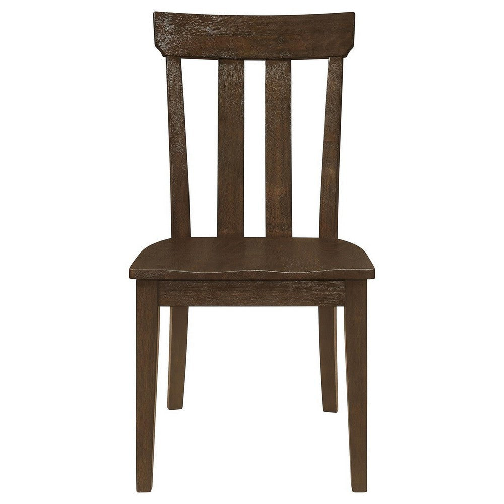 Riza 23 Inch Dining Chair Set of 2 Wire Brushed Slatted Back Rich Brown By Casagear Home BM309229