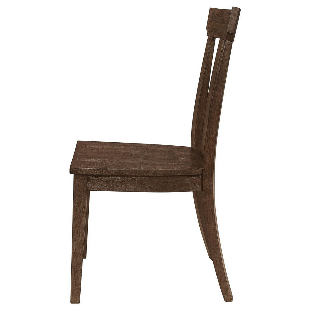 Riza 23 Inch Dining Chair Set of 2 Wire Brushed Slatted Back Rich Brown By Casagear Home BM309229