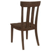 Riza 23 Inch Dining Chair, Set of 2, Wire Brushed, Slatted Back, Rich Brown By Casagear Home