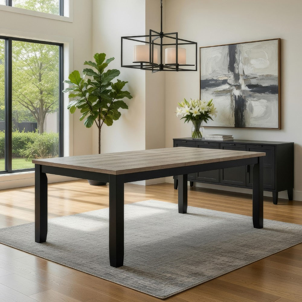 Elina 60-78 Inch Dining Table, Extension Leaf, Gray Asian Hardwood, MDF