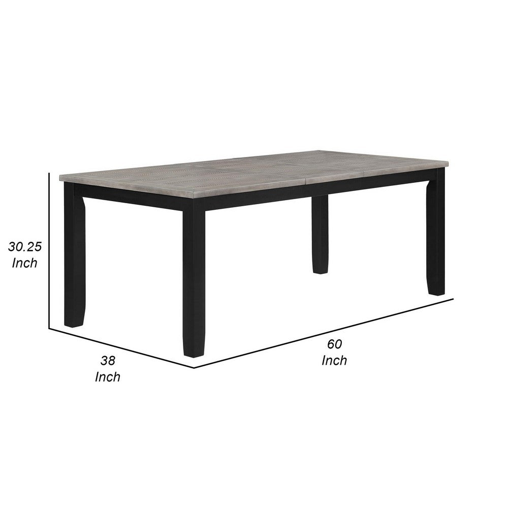Elina 60-78 Inch Dining Table, Extension Leaf, Gray Asian Hardwood, MDF