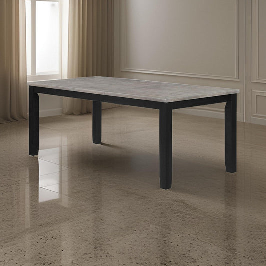 Elina 60-78 Inch Dining Table, Extension Leaf, Gray Asian Hardwood, MDF