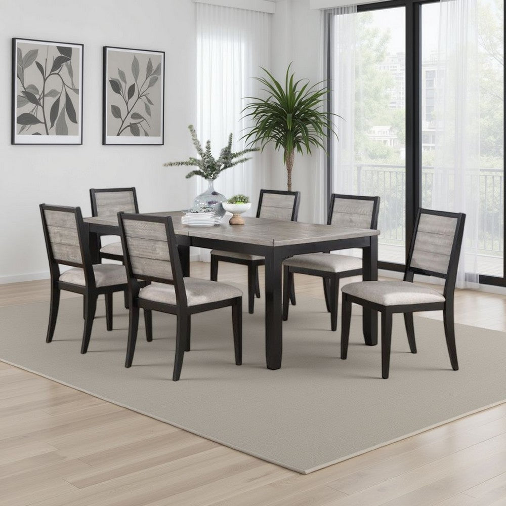 Elina 60-78 Inch Dining Table, Extension Leaf, Gray Asian Hardwood, MDF
