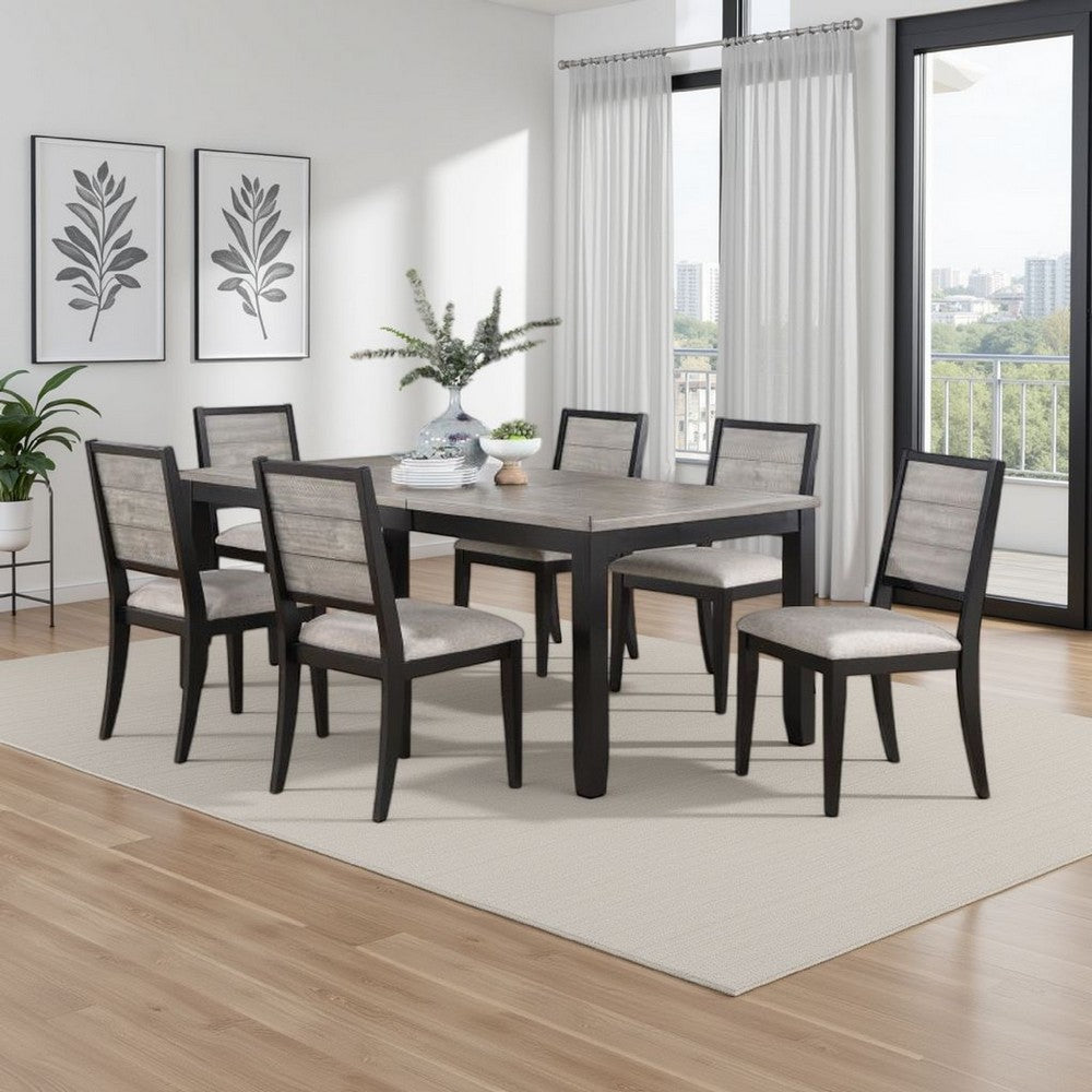 Elina 60-78 Inch Dining Table, Extension Leaf, Gray Asian Hardwood, MDF