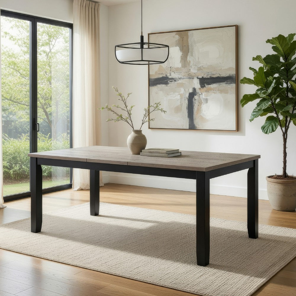 Elina 60-78 Inch Dining Table, Extension Leaf, Gray Asian Hardwood, MDF