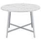 45 Inch Dining Table Faux Carrara Round Marble Top Chrome Metal Legs By Casagear Home BM309242