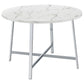 45 Inch Dining Table Faux Carrara Round Marble Top Chrome Metal Legs By Casagear Home BM309242