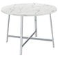 45 Inch Dining Table, Faux Carrara Round Marble Top, Chrome Metal Legs By Casagear Home