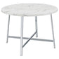 45 Inch Dining Table, Faux Carrara Round Marble Top, Chrome Metal Legs By Casagear Home