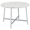 45 Inch Dining Table Faux Carrara Round Marble Top Chrome Metal Legs By Casagear Home BM309242