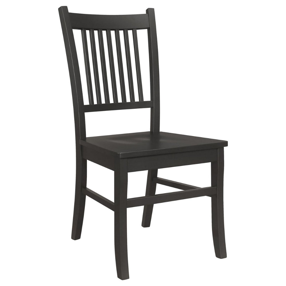 Marissa 22 Inch Dining Chair, Set of 2, Slatted Back, Black Asian Hardwood By Casagear Home