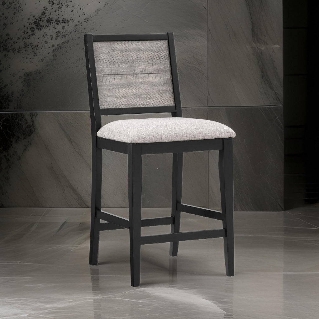 Elina 27 Inch Counter Height Chair, Set of 2, Plank Back, Gray Polyester By Casagear Home