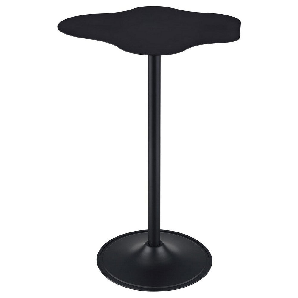 42 Inch Modern Bar Table, Black Metal Frame, Irregular Cloud Design