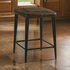 Elsa 24 Inch Counter Stool Set of 2 Brown Genuine Leather Tufted Seat By Casagear Home BM309252