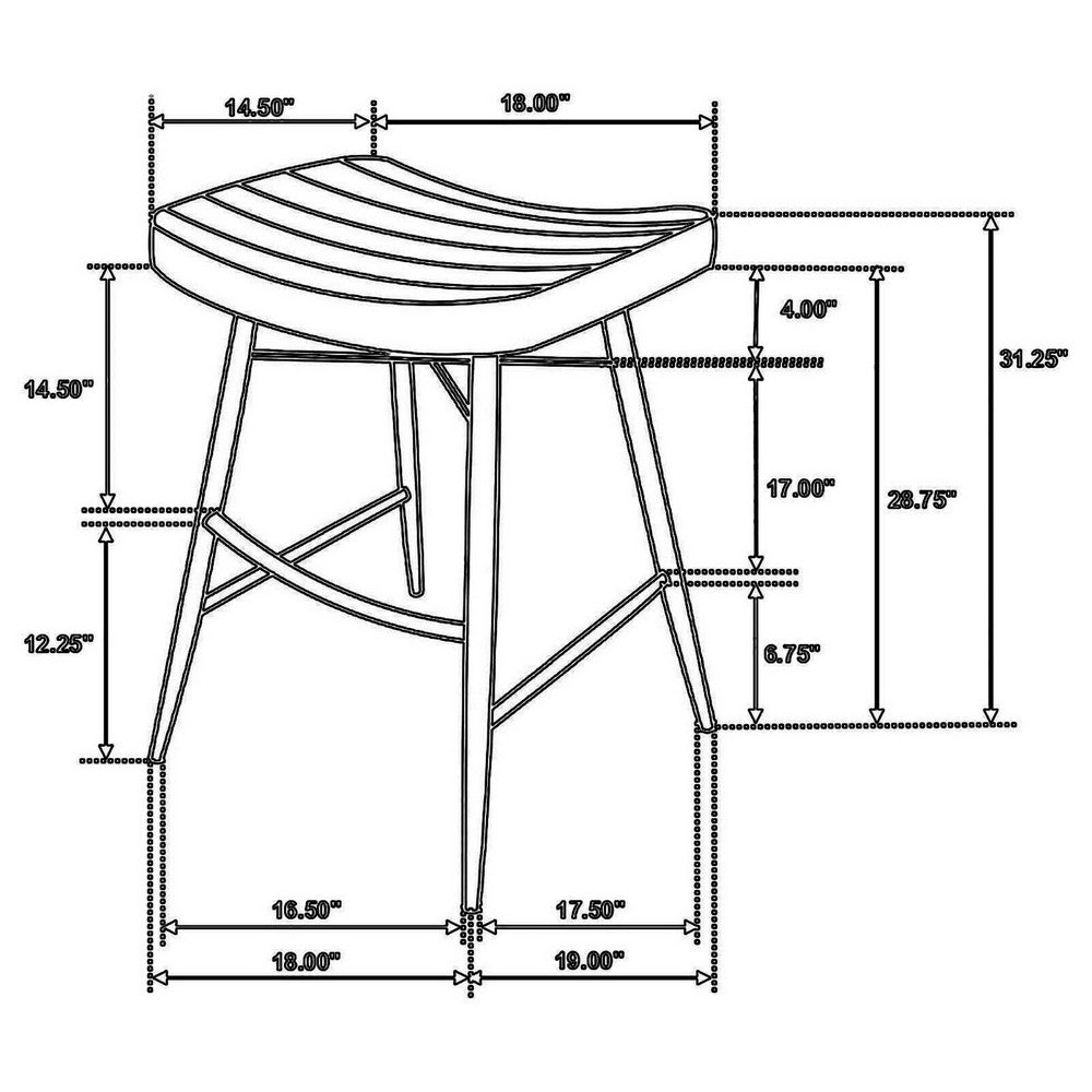 Vini 30 Inch Bar Stool Set of 2, Curved Leather Seat, Channel Tufted, Brown By Casagear Home