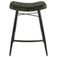 Vini 25 Inch Counter Stool Set of 2 Curved Leather Seat Tufted Black By Casagear Home BM309256