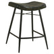 Vini 25 Inch Counter Stool Set of 2 Curved Leather Seat Tufted Black By Casagear Home BM309256