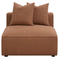 Hani 39 Inch Modular Armless Chair Polyester 2 Throw Pillows Brown By Casagear Home BM309257