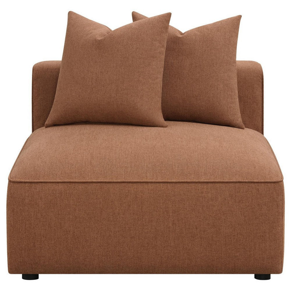 Hani 39 Inch Modular Armless Chair Polyester 2 Throw Pillows Brown By Casagear Home BM309257