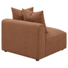 Hani 39 Inch Modular Armless Chair Polyester 2 Throw Pillows Brown By Casagear Home BM309257