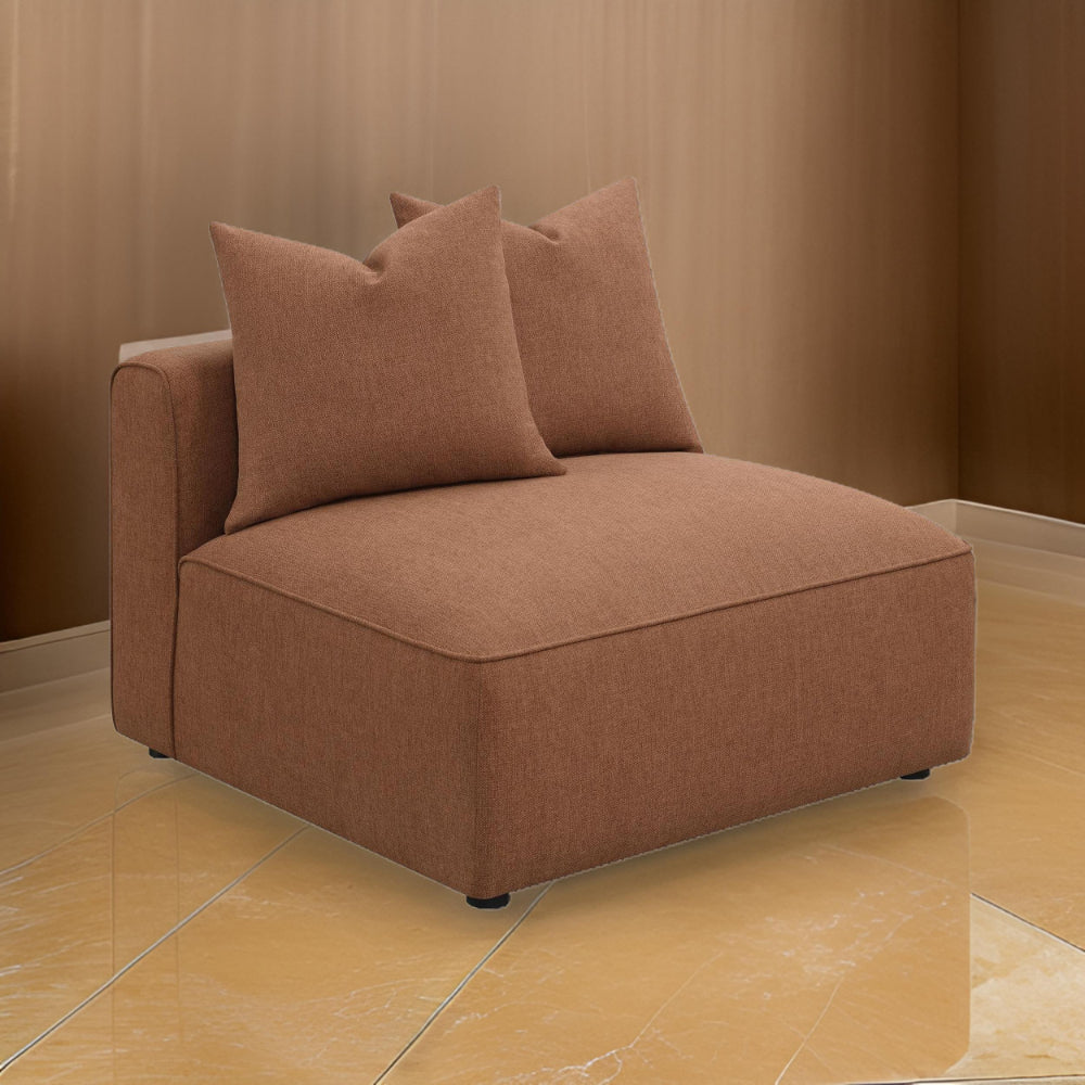 Hani 39 Inch Modular Armless Chair, Polyester, 2 Throw Pillows, Brown By Casagear Home