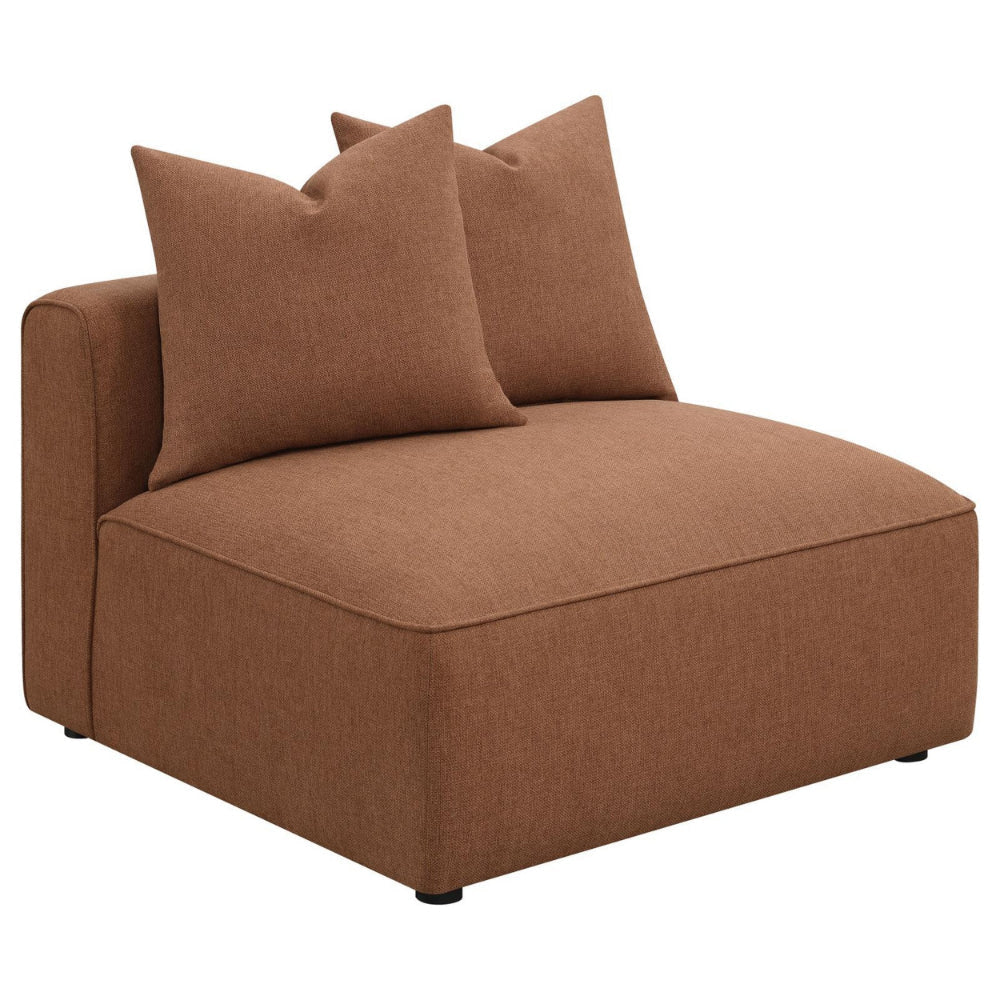 Hani 39 Inch Modular Armless Chair Polyester 2 Throw Pillows Brown By Casagear Home BM309257