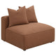 Hani 39 Inch Modular Armless Chair Polyester 2 Throw Pillows Brown By Casagear Home BM309257