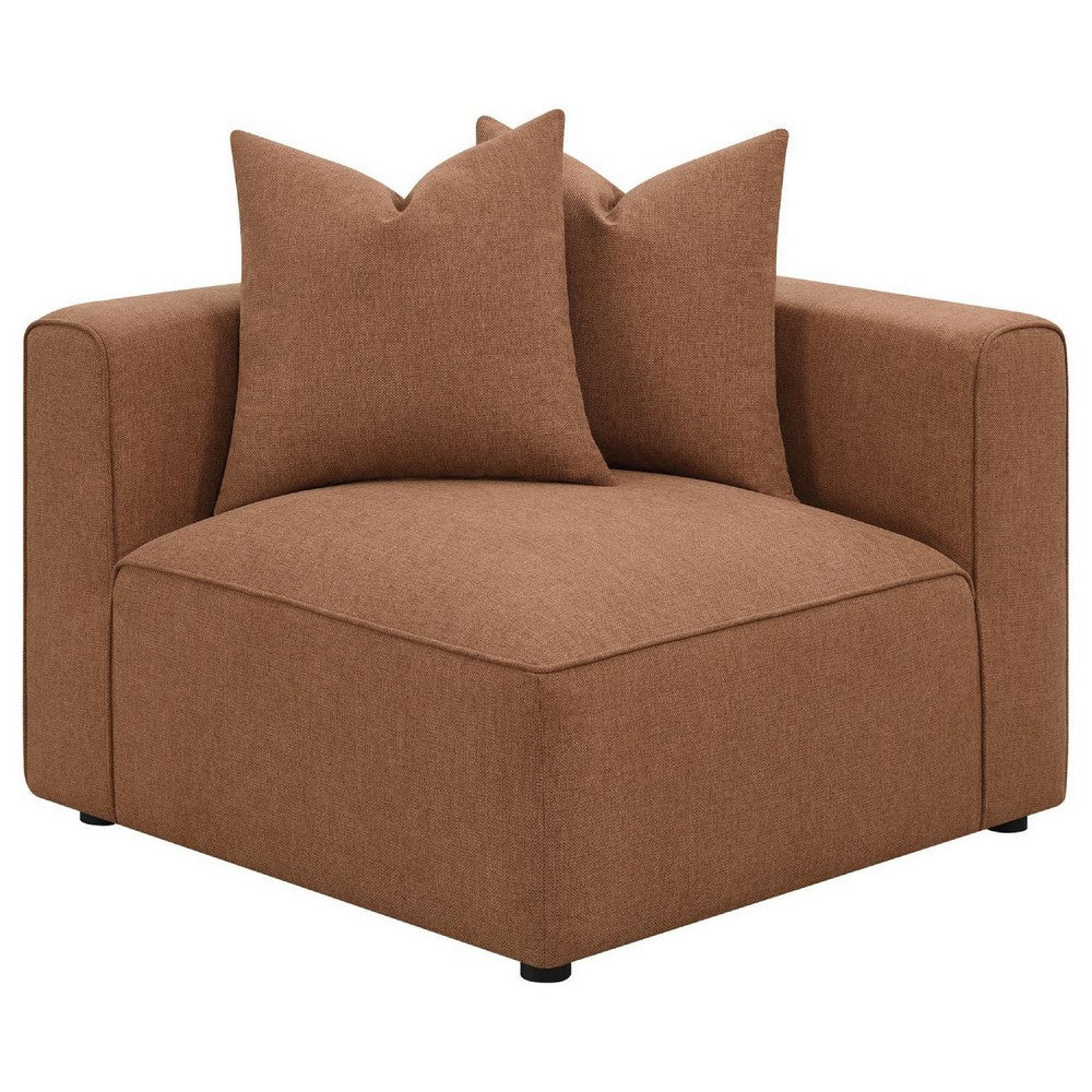 Hani 39 Inch Modular Corner Wedge, Trillium Polyester, 2 Pillows, Brown By Casagear Home