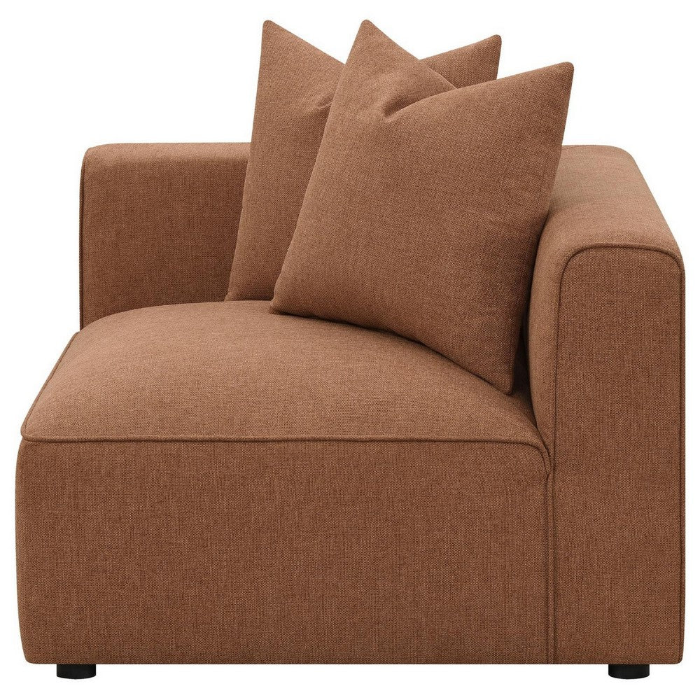 Hani 39 Inch Modular Corner Wedge, Trillium Polyester, 2 Pillows, Brown By Casagear Home