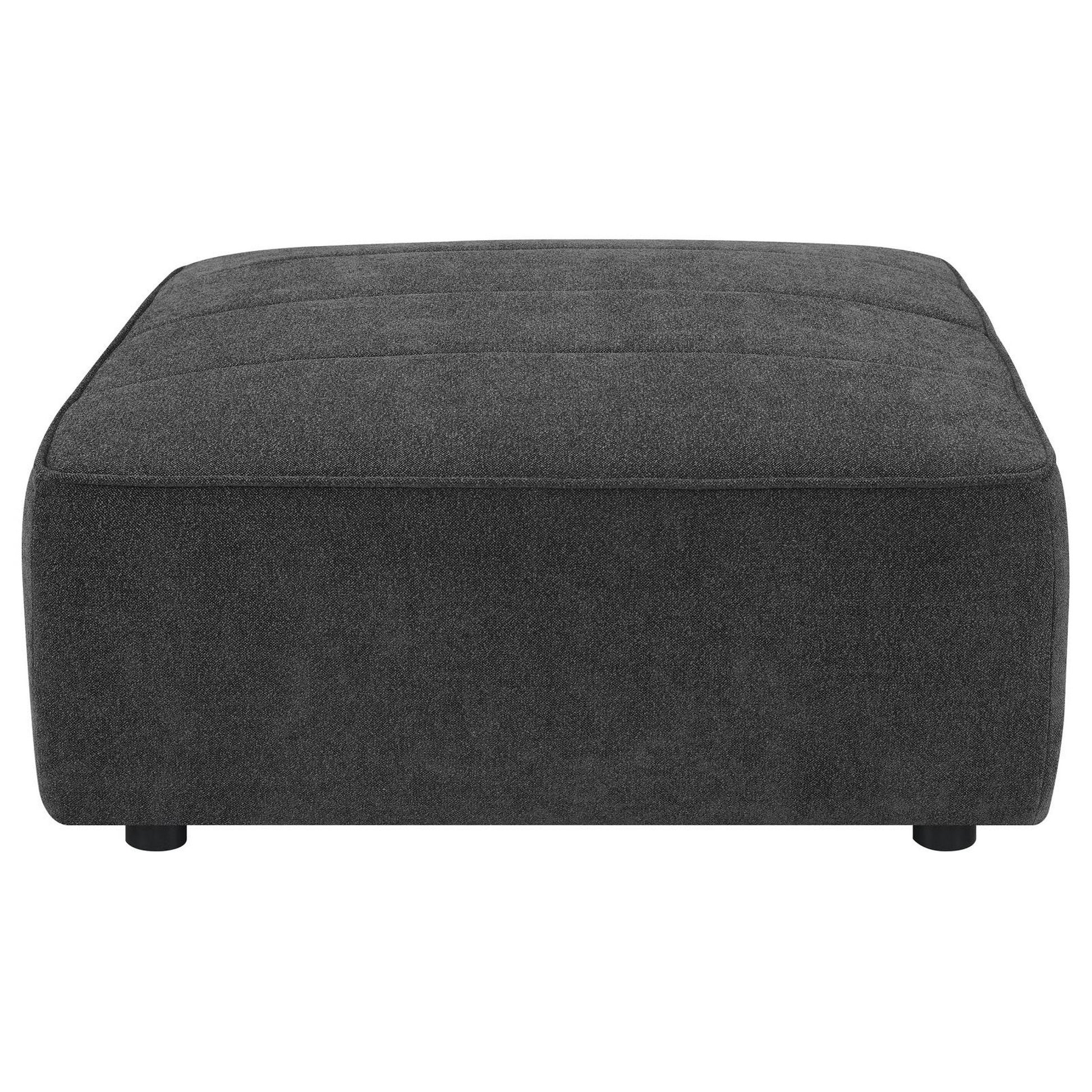 Suri 35 Inch Ottoman Soft Boucle Fabric Horizontal Stitching Gray By Casagear Home BM309261