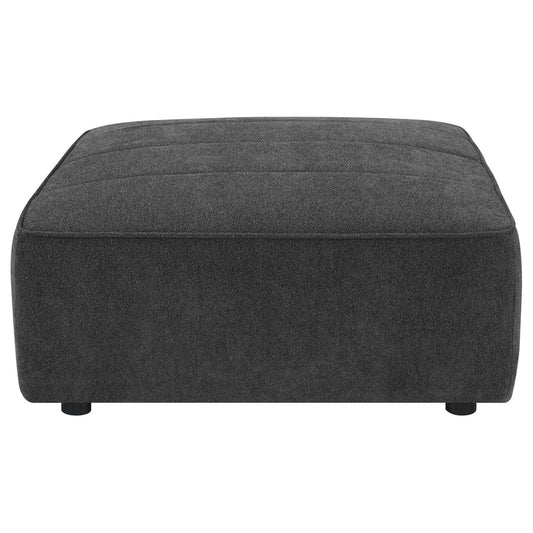 Suri 35 Inch Ottoman, Soft Boucle Fabric, Horizontal Stitching, Gray By Casagear Home