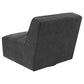 Suri 38 Inch Swivel Armless Chair Horizontal Stitching Gray Boucle By Casagear Home BM309262