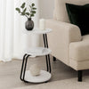 26 Inch Side End Table, 3 Tier Design, Black Metal Frame, White Finish By Casagear Home