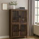 69 Inch Tall Accent Cabinet, Vertical Slatted Design, Brown and Black  By Casagear Home