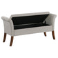 Ako 52 Inch Storage Bench, Button Tufting, Flared Arms, Beige Upholstery By Casagear Home