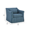 19 Inch Swivel Accent Chair Rolled Armrests Denim Blue and Beige Stripes By Casagear Home BM309279