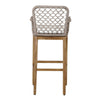 Aok 33 Inch Outdoor Barstool Chair, Gray Woven Rope, Curved Back, Brown Teak By Casagear Home