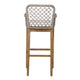Aok 33 Inch Outdoor Barstool Chair, Gray Woven Rope, Curved Back, Brown Teak By Casagear Home