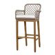 Aok 33 Inch Outdoor Barstool Chair, Gray Woven Rope, Curved Back, Brown Teak By Casagear Home