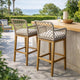 Aok 33 Inch Outdoor Barstool Chair, Gray Woven Rope, Curved Back, Brown Teak By Casagear Home