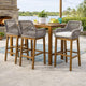 Navi 33 Inch Outdoor Barstool Chair, Woven Rope Crossed, Gray, Brown Teak By Casagear Home