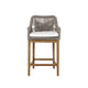 Navi 27 Inch Outdoor Counter Stool Chair Woven Rope Gray Brown Teak By Casagear Home BM309285