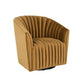 16 Inch Swivel Accent Chair, Barrel Shape, Channel Tufting, Bronze Finish  By Casagear Home