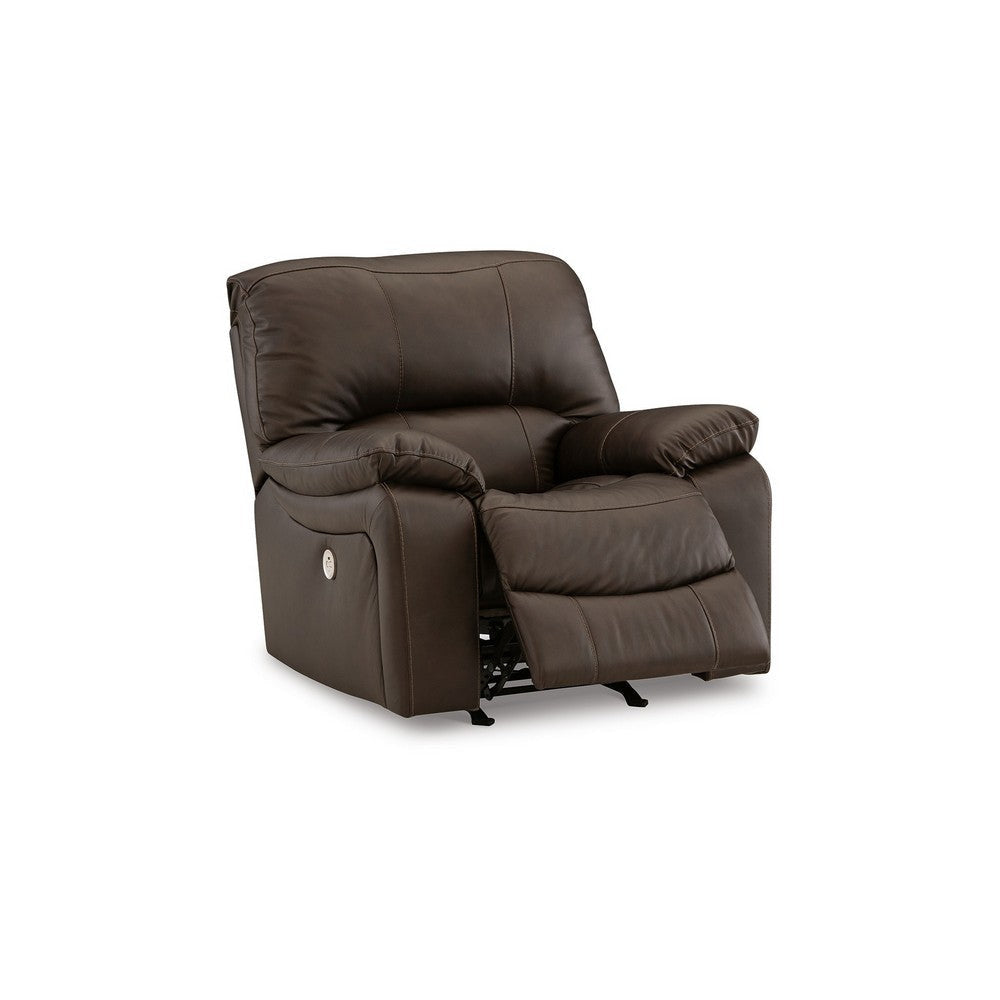 Niy 41 Inch Chair Power Rocker Recliner Cushioned Dark Brown Upholstery By Casagear Home BM309301