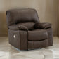 Niy 41 Inch Chair Power Rocker Recliner Cushioned Dark Brown Upholstery By Casagear Home BM309301