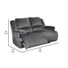 Yan 68 Inch Manual Recliner Loveseat Cushioned Charcoal Gray Polyester By Casagear Home BM309317