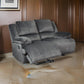 Yan 68 Inch Manual Recliner Loveseat, Cushioned Charcoal Gray Polyester By Casagear Home